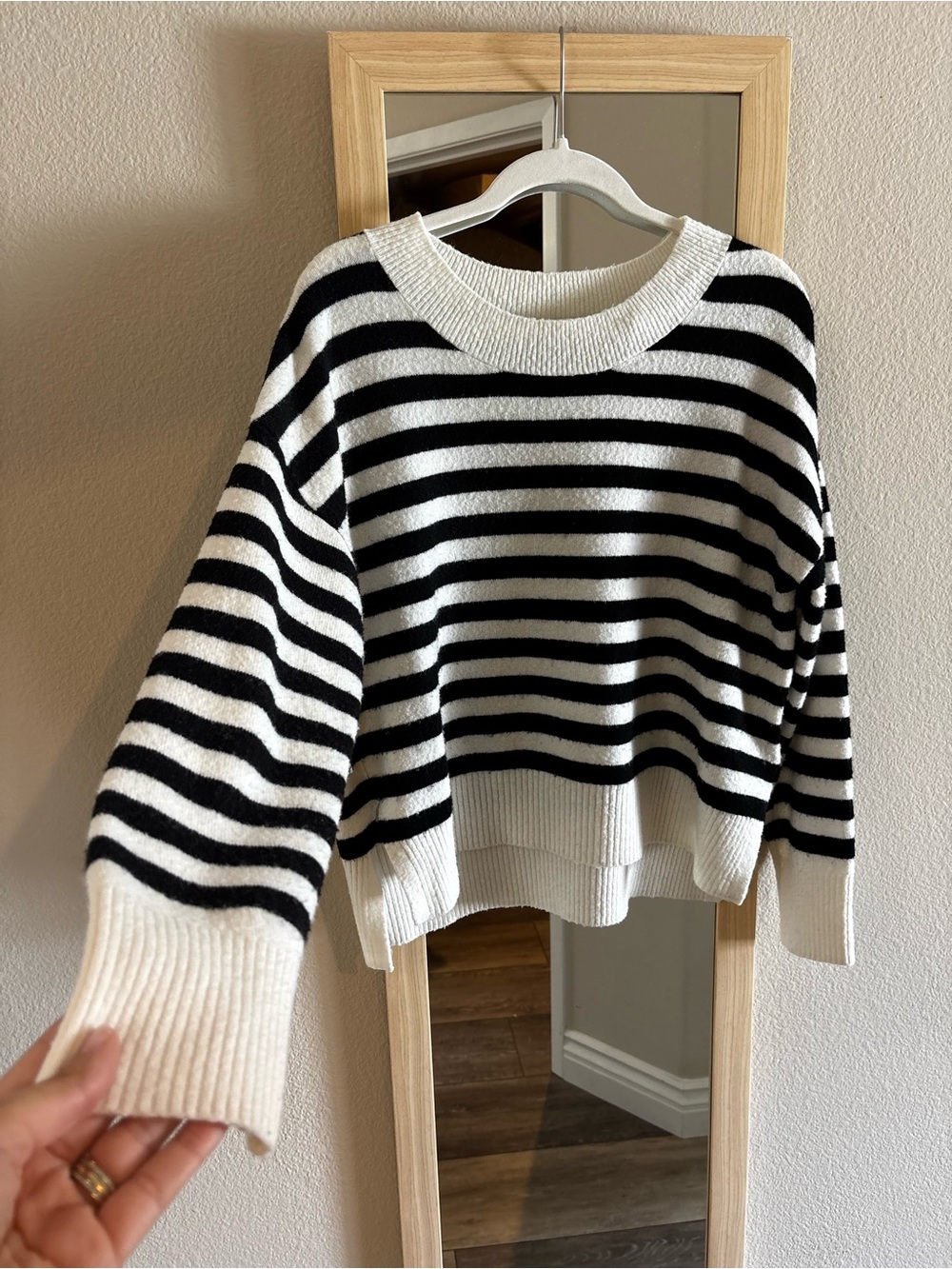 Levi's Black and White Striped Crewneck Sweater